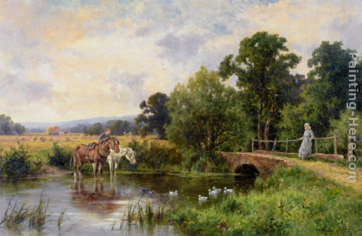 Watering the Horses painting - Henry Hillier Parker Watering the Horses art painting
